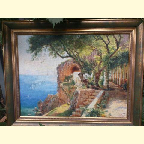 Оформленная вышивка - ткань: ДМС 25 ct, техника: петит-поинт <br>Автор вышивки: Шубина Елена (Shelen)<br>Примечание: вышито по устаревшему варианту схемы