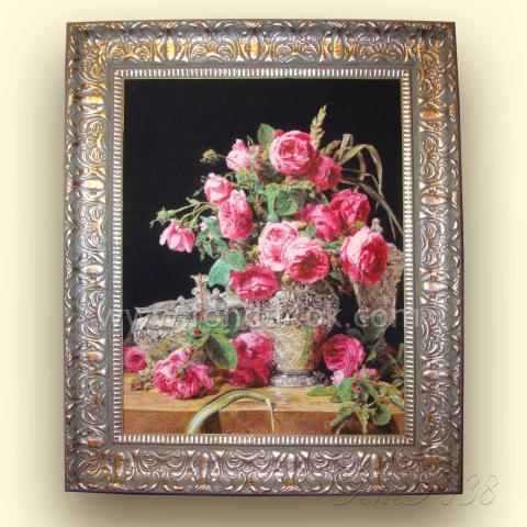 Оформленная вышивка  - ткань: Аида 20 ct, техника: полукрест в 4 нитки<br>Автор вышивки: Кузнецова Елена (Heku)