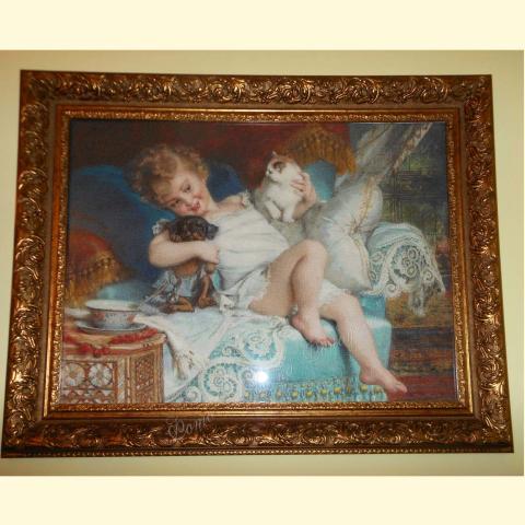 Оформленная вышивка - ткань: Аида 18 ct, техника: крестик в 2 нитки<br>Автор вышивки: Арина Третьякова (bolero)