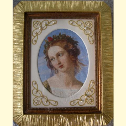 Вышитый фрагмент дизайна в оформлении - ткань: cетка 25 ct, техника: петит-поинт <br>Автор вышивки: Лариса (Лорис)