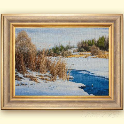 Оформленная вышивка - ткань: Конгресс Страмин 24 ct, техника: петит-полукрест <br>Автор вышивки: Татьяна Борисенко (Палома)