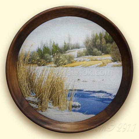 Оформленная вышивка - ткань: Cordovа 22 ct, техника: петит/полукрест <br>Автор вышивки: Валентина (Pink_fish)