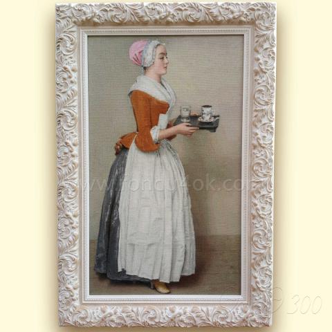 Оформленная вышивка - ткань: Аида 18 ct, техника: крестик <br>Автор вышивки: Илона Тормосова (кукла)