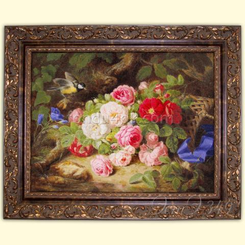 Оформленная вышивка  - ткань: Сетка гобеленовая 25 ct, техника: петит/полукрест <br>Автор вышивки: Наталья Абт (geo)