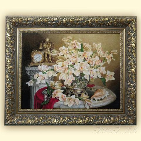 Оформленная вышивка - ткань: Конгресс-страмин 24 ct, техника: петит-полукрест <br>Автор вышивки: Ирина Чистова (Шелли)