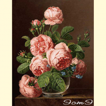 246 Still Life Of Roses In A Glass Vase (m)