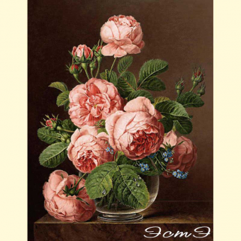 247 Still Life Of Roses In A Glass Vase (l)