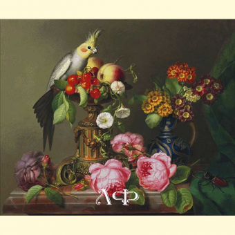 1009 Still Life with Flowers and a Parrot