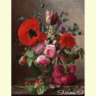 512 Poppy, bumblebee and flowers
