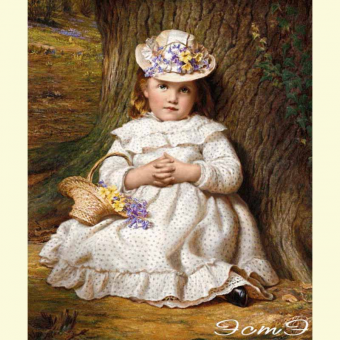 514 Baby with primroses and bells