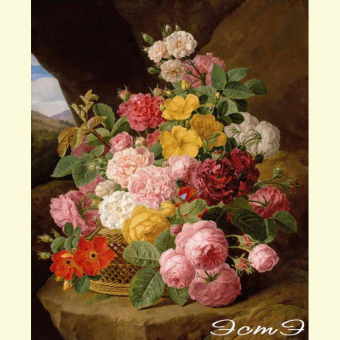 522 A basket of roses in the grotto