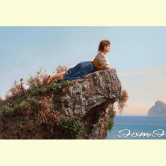 525 Girl on a rock in Sorrento