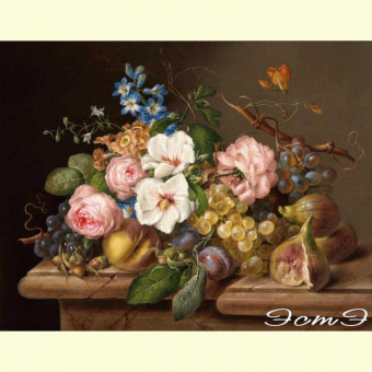 528 Still life with hibiscus and fruits