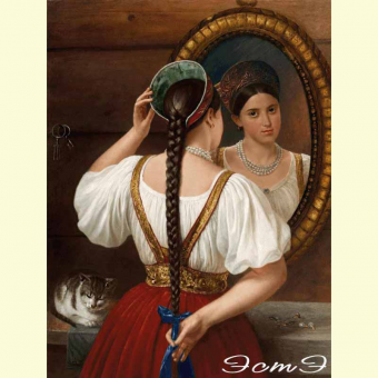 532 A girl in front of a mirror