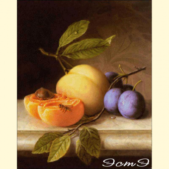 003 Still Life with Peach and Prunes